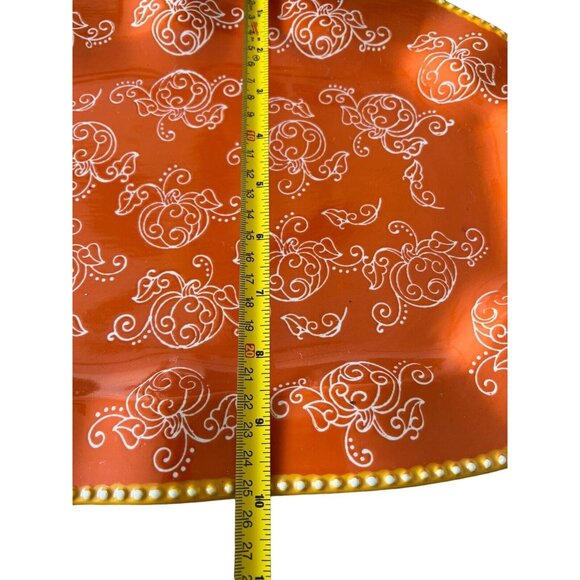 Tara Temptations Pumpkin Floral Lace Platter Serving Tray  Orange 16 In X 10 In - Picture 7 of 8